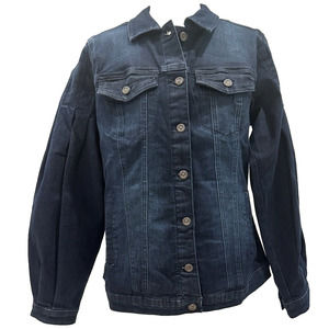 DG2 Diane Gilman Women's Medium Infinity Stretch Lantern Sleeve Jacket Indigo